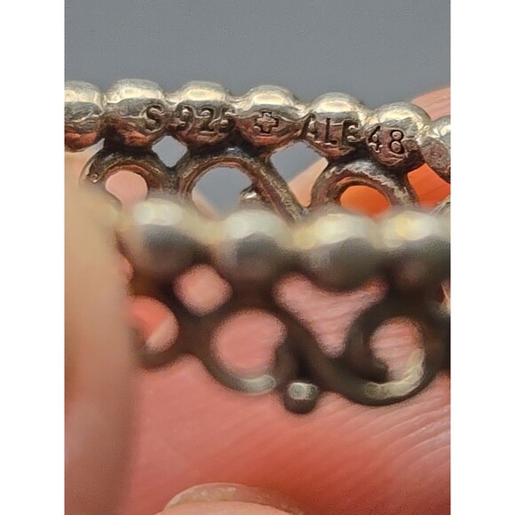 Pandora ALE Signed Sterling Silver Heart Tiara Crown Band Ring Sz 4.5 - Picture 7 of 9